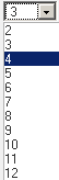 Drop-down menu to indicate the number of payment due dates