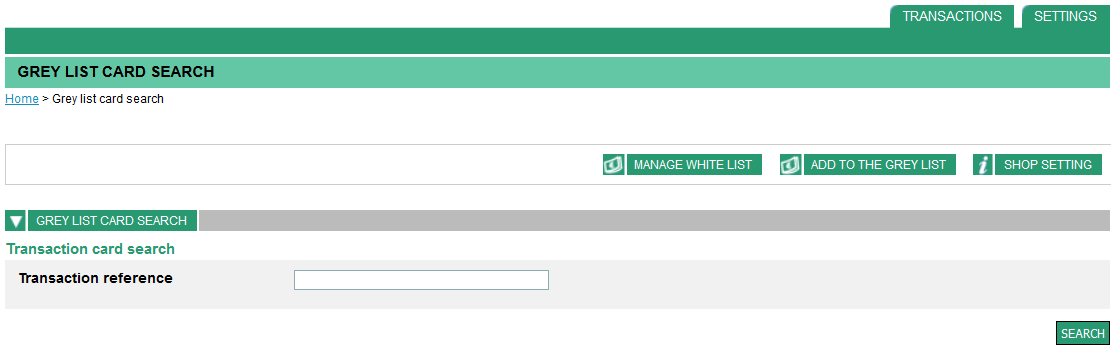 card search by transaction reference or card number