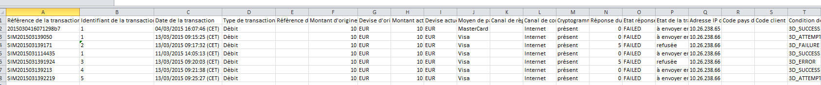 page excel