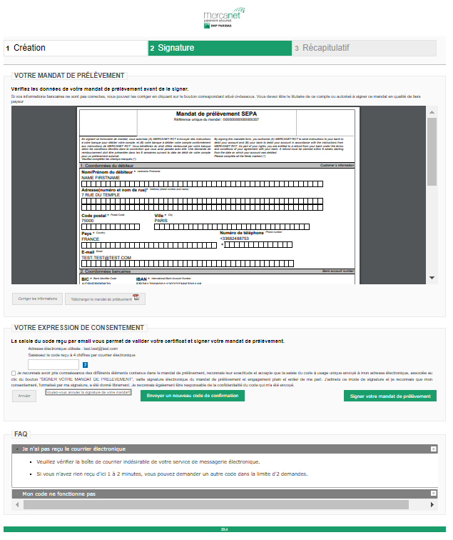 visualisation du mandat et signature du mandat