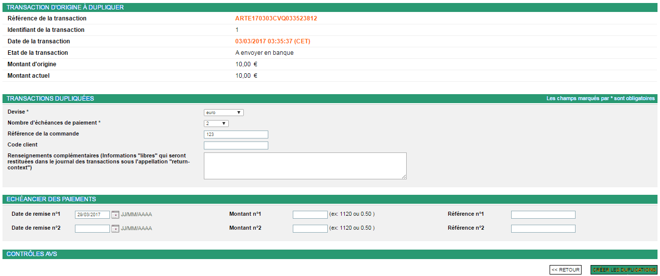 page de duplication