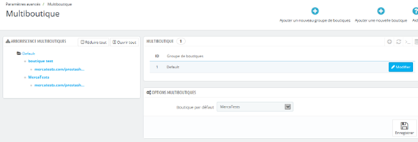 Configuration de la multiboutique
