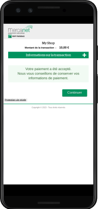 Page de confirmation de paiement