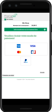 Page de choix du moyen de paiement